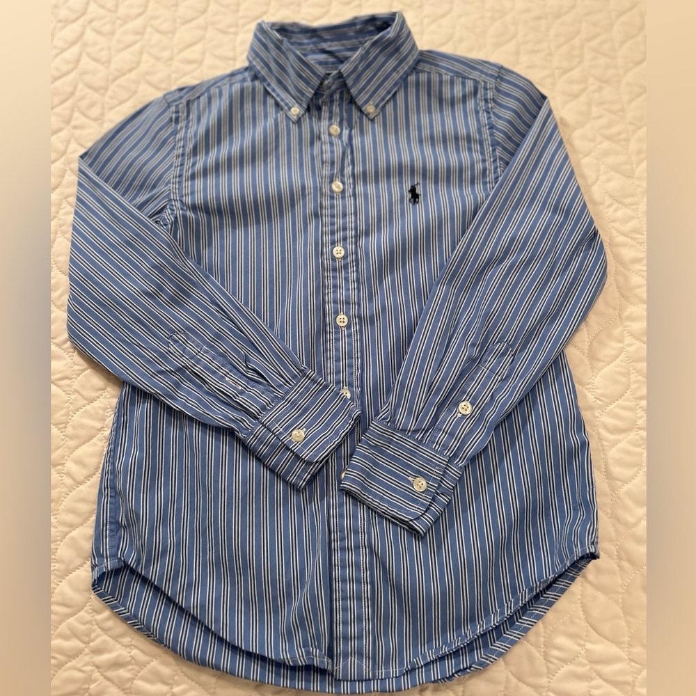 Children’s Polo Ralph Lauren Classic Fit Button-Down Blue & White Striped Size 8